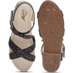 Tiny Bugs Kids Black & Off-White Cross Strap Sandals image 3