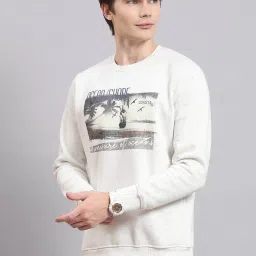 Monte Carlo Ecru Regular Fit Printed Sweatshirt image 3