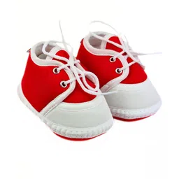 NESKA MODA Kids-Unisex Red Cotton Booties-picture-42