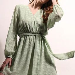 Vero Moda Mint Green Self Design Wrap Dress-image-89