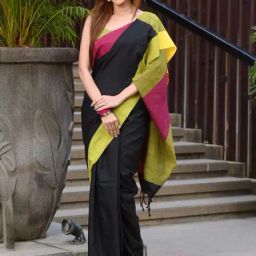 BEATITUDE Black Cotton Handloom Saree-picture-33
