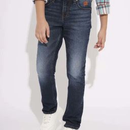 Jack & Jones Junior Boys Dark Blue Denim Solid Jeans-picture-2
