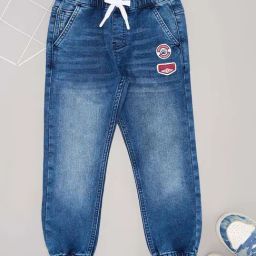 Pantaloons Junior Boys Crystal Blue Solid Track Bottoms & Joggers-image-10