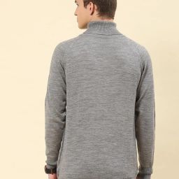 Monte Carlo Grey Wool Blend Regular Fit Solid Pullover image 2
