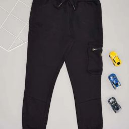 Pantaloons Junior Boys Jet Black Cotton Solid Track Bottoms & Joggers-image-63