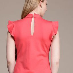 French Connection High Neck Cap With Flutter Sleeves Top image 5