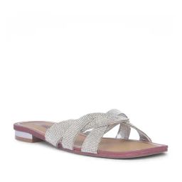 Bata Women's JACY GLITTER Silver Cross Strap Sandals-10