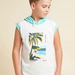 Jack & Jones Junior Boys Floral Printed Hooded Extended Sleeves Tropical Applique T-shirt-picture-10