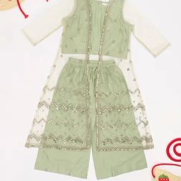 Akkriti by Pantaloons Girls Akkriti by Pantaloons Green Festive Set-image-54