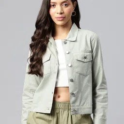 Popnetic Women Solid Pure Cotton Denim Jacket-picture-27