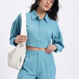 glitchez Self-Design Drop-Sleeves Crop Boxy Fit Shirt with Shorts-picture-28