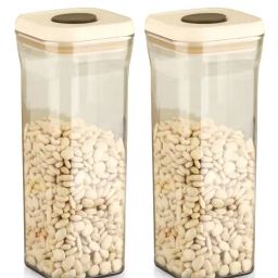 HAZEL Cream Plastic Airtight Storage Containers with One-Touch Lid - Set of 2 (1300 ml)-25