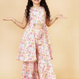 A.T.U.N. Kids Peach Printed Kurta Set-image-83