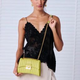 Miraggio Myra Green Quilted Medium Leather Cross Body Bag-image-88