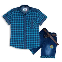 Aj DEZInES Boys Checked Shirt with Shorts-image-85