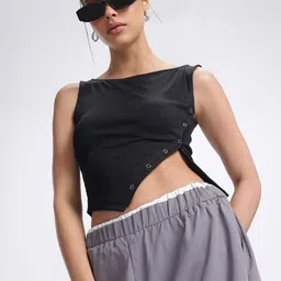 glitchez Asymmetric Chic Textured Knit Button-Up Fitted Top-picture-15