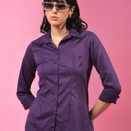 Crimsoune Club Purple Cotton Solid Shirt-picture-22