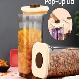 HAZEL Cream Plastic Airtight Storage Containers with One-Touch Lid - Set of 2 (1300 ml) image 4