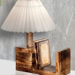 Homesake White Wood Book Shelf Table Lamp-36