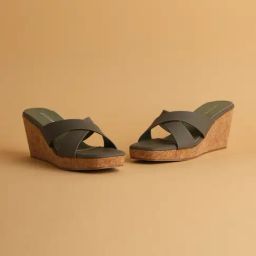 Eridani Women's Ariana Olive Cross Strap Wedges-image-16