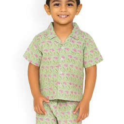 Pum Pum Boys Printed Short Sleeves Pure Cotton Shirt With Shorts-image-75