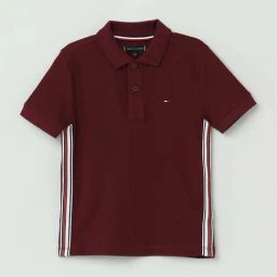 Tommy Hilfiger Kids Deep Rouge Cotton Regular Fit Polo T-Shirt-image-72