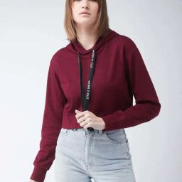 Miss Chase Maroon Round Neck Full Sleeve Crop Pullover Polycotton Sweatshirt-image-81