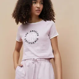 Kappa Pink Cotton Regular Fit Printed T-Shirt-image-28