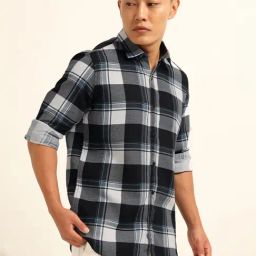Bushirt Blue 100% Cotton Checked Shirt-image-25