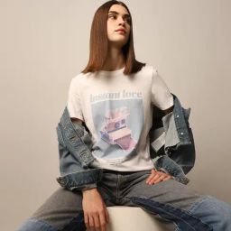 Only White Cotton Graphic Print T-Shirt-image-42