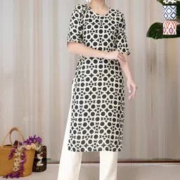HERE&NOW Selection Of 3 Geometric Printed Round Neck Straight Kurtas-34
