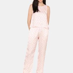 Zivame Pink Floral Print Top Pyjama Set-picture-10