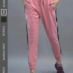 Dollar Green & Pink Cotton Printed Joggers - Pack Of 2-image-0