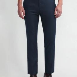 Arrow Navy Slim Fit Texture Trousers-image-89