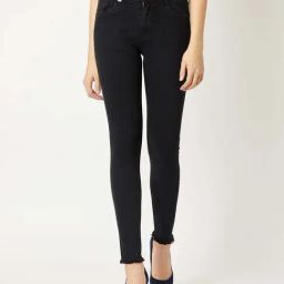 Miss Chase Black Skinny Knitted Twill Tape Detailing Regular Length High Waist Jeggings-image-74