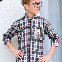 MashUp Boys Classic Tartan Checks Opaque Printed Casual Shirt-image-74