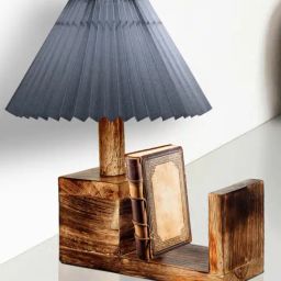 Homesake Grey Wood Book Shelf Table Lamp-25