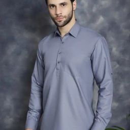 Jompers Light Grey Regular Fit Short Kurta-image-79