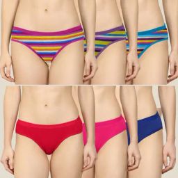 AROUSY Pink & Blue Printed Bikini Panties - Pack Of 6-image-87