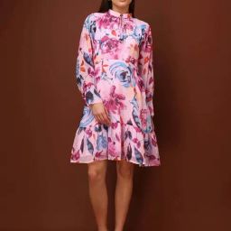 Purvaja Pink Slim Fit Printed Dress-image-94