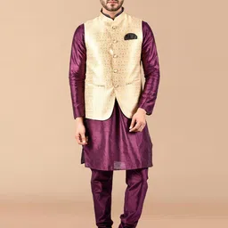 PRINTINDIA Men Regular Pure Silk Kurta with Trousers-25