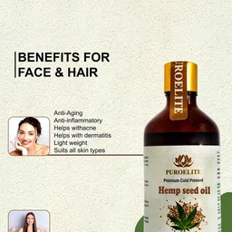 Puroelite Set Of 2 Cold Pressed Hemp Seed Oil With Dropper For Face & Hair - 100 ml Each image 4