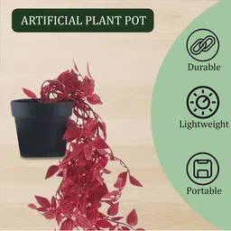 Kuber Industries Red Artificial Plant With Pot image 2