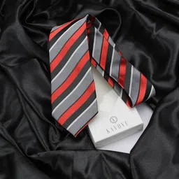 KOVOVE Men Black & Red Striped Broad Tie-image-50