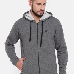 Wildcraft Men Charcoal Grey Solid Hooded Zipper Sweatshirt-picture-22