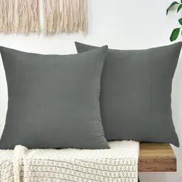 IVAZA Off White Set of 2 Velvet Square Cushion Covers-18