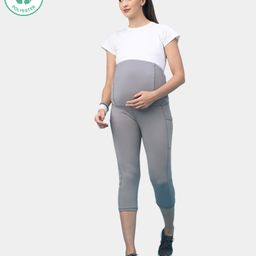 ECOMAMA Recycled Fibre Maternity Mid-Calf Tights - Grey-image-82