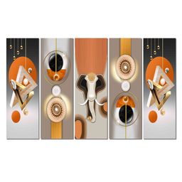 WENS 3D Nordic Abstract Art 5 Pieces Laminated Wall Panels - Multicolor-4