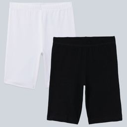 Charm n Cherish Pack Of 2 Solid Shorts - White & Black-image-74