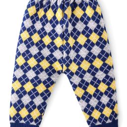Babyhug Full Length Sweater Knit Fleece & Woollen Pants With Kite Design - Mustard & Grey-image-4